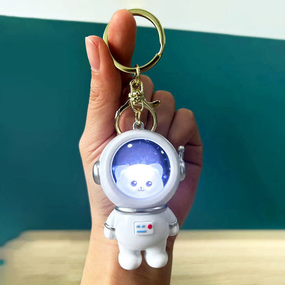 Cute Cat-stronaut lightup key chain