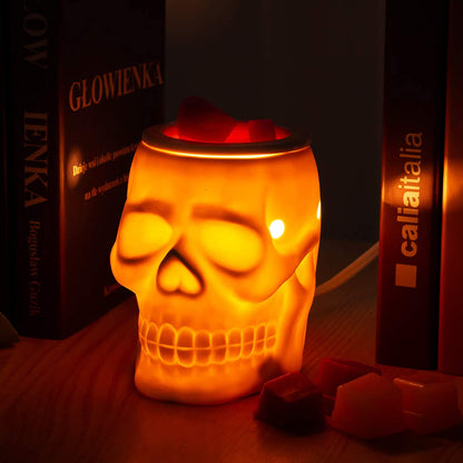 Skull Wax Melt Warmer, Ceramic Electric Fragrance Wax Warmer for Scented Wax Oil Wax Melter Burner for Home Decor/Office/Living Room,Two Bulbs Packed, Halloween Collection- Resurgent Skull