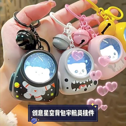 Cute Cat-stronaut lightup key chain