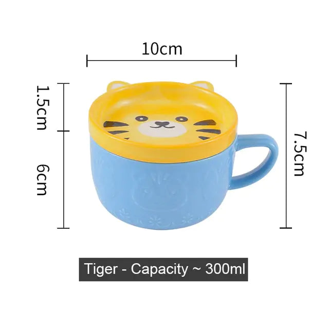 Cute Ceramic Animal coffee mug with saucer