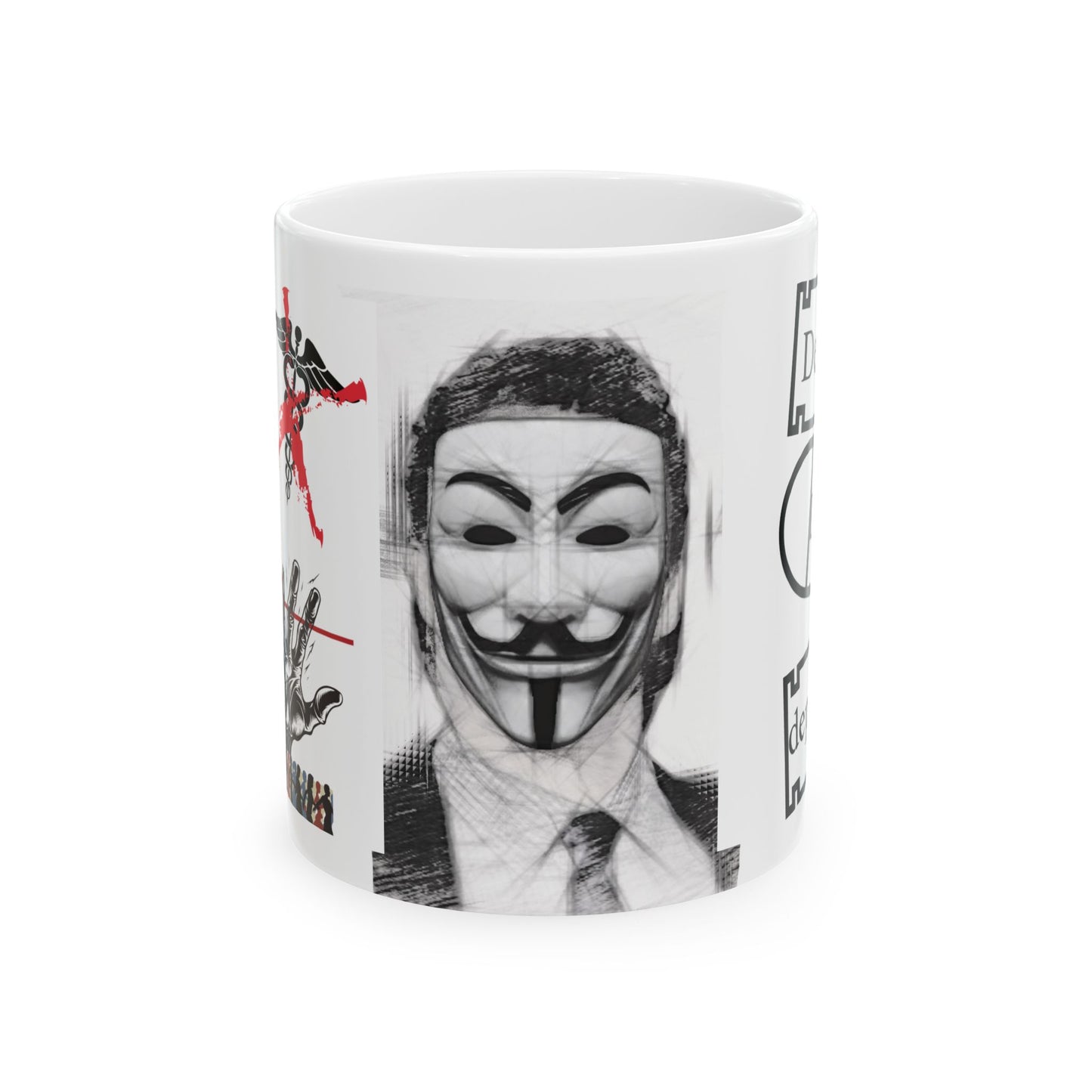 Mug - Deny Defend Depose V for Vendetta Inspired Thought Provoking Violence Art