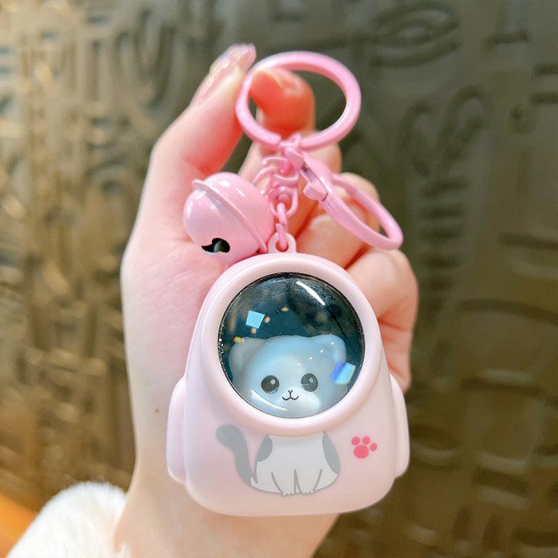 Cute Cat-stronaut lightup key chain