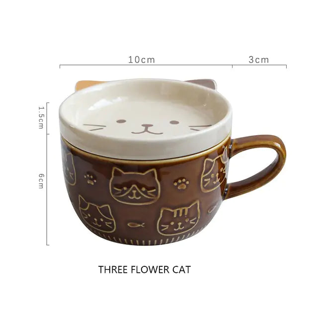 Cute Ceramic Animal coffee mug with saucer