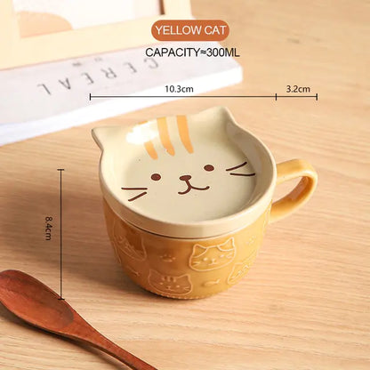 Cute Ceramic Animal coffee mug with saucer