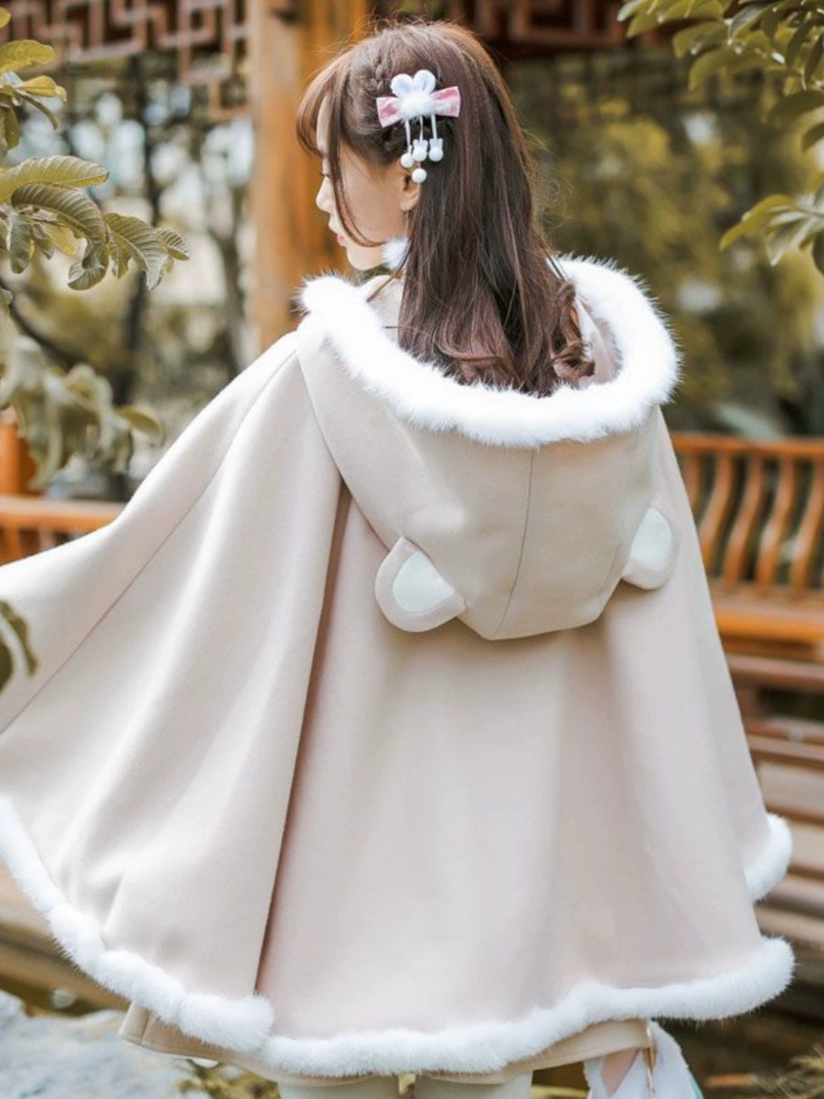 Winter kawaii Hooded Cape Coat