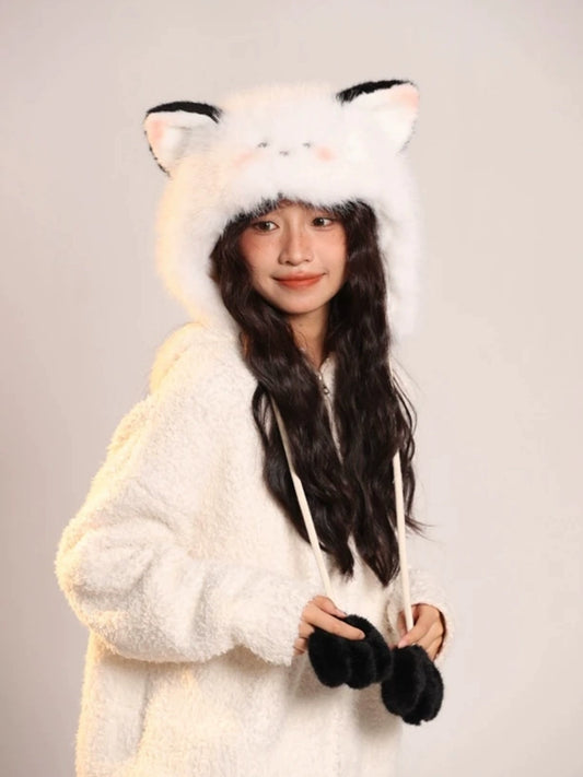 Cute Cat Fleece-lined outdoor hat