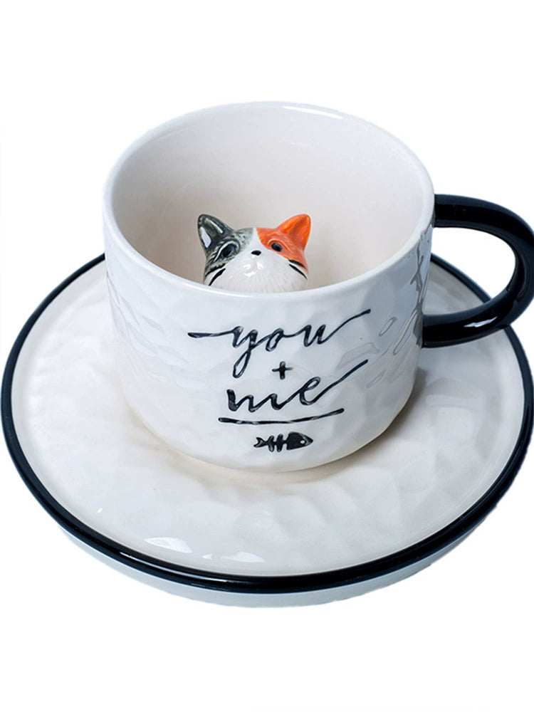 Cute 3D cat coffee set