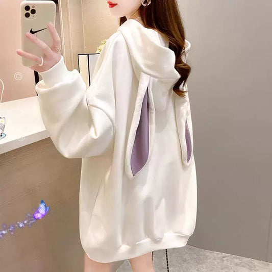 Kawaii Plus Size Rabbit Ear Hooded Sweatshirt