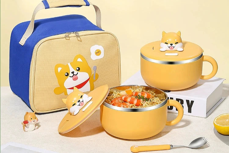 Large corgi style bowl lunch box