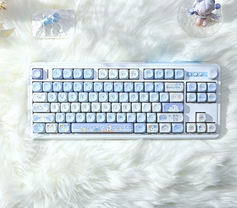 Kawaii Potato treasure guinea pig light blue keycaps