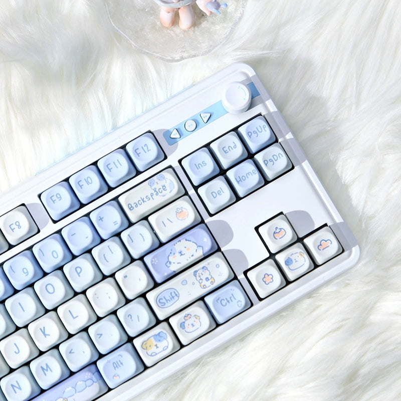 Kawaii Potato treasure guinea pig light blue keycaps