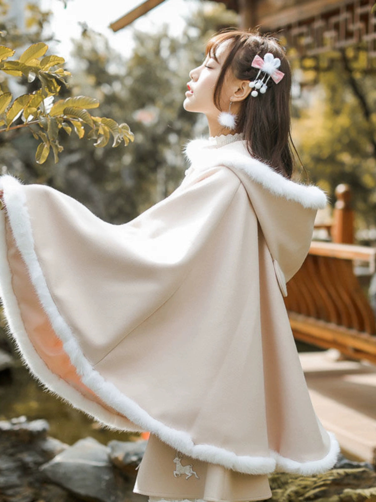 Winter kawaii Hooded Cape Coat