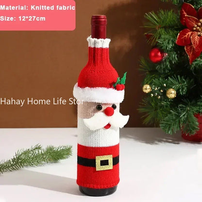 Knitted Christmas Wine bottle cover