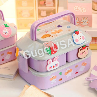 Kawaii Lunch bento box for girls Microwavable with multiple compartments