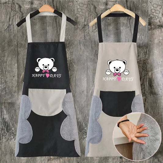 Cute bear design stain-resistant Korean Apron