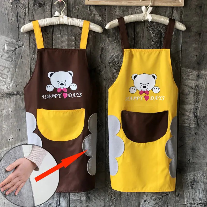 Cute bear design stain-resistant Korean Apron