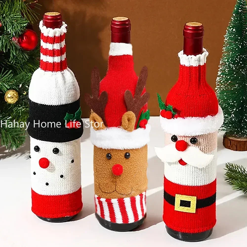 Knitted Christmas Wine bottle cover