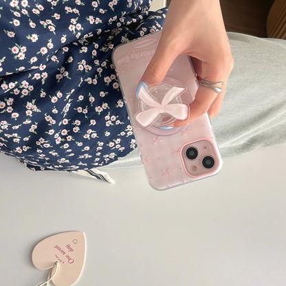 Instagram inspired Pink Bowknot magnetic iPhone case with holder