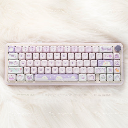 Kawaii chubby purple chicks round cube keycap