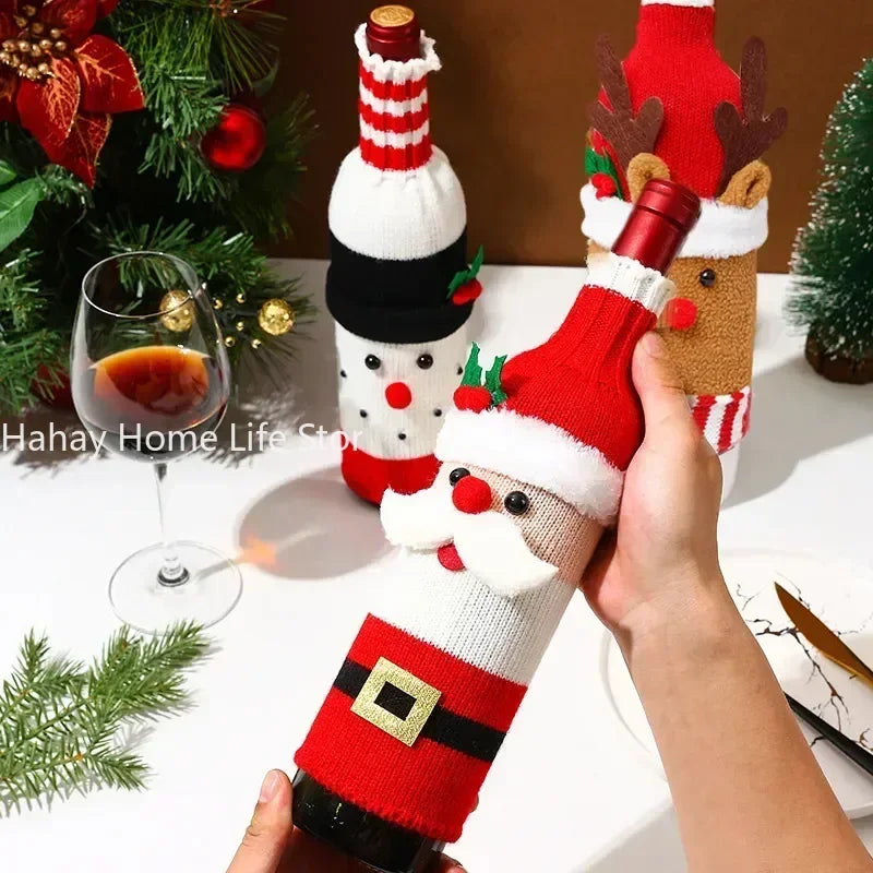 Knitted Christmas Wine bottle cover