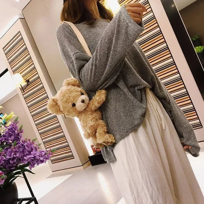 Cute Bear Soft Plush Doll Cross-Body Mini Messenger Bag