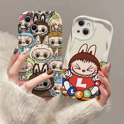 Cute Labubu 3D Wave Case For iPhone 16 15 14 Soft Silicone Cover