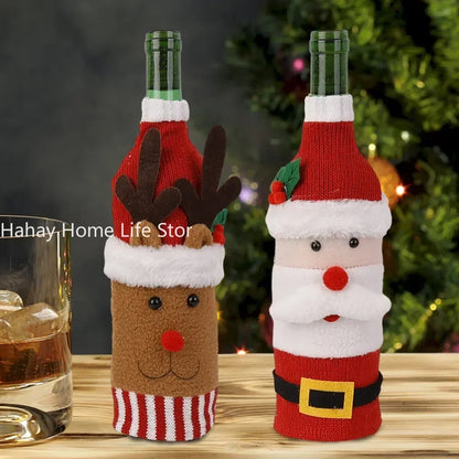 Knitted Christmas Wine bottle cover