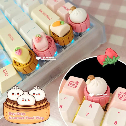 Kawaii decorated foodie keycaps