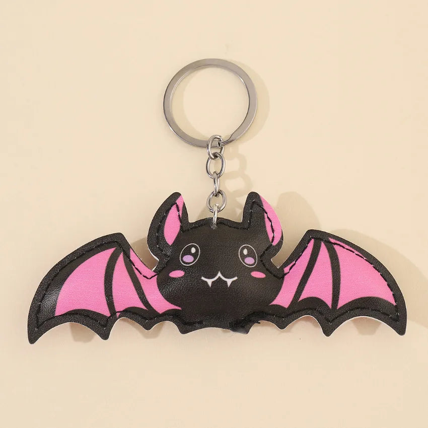 Halloween Leather Bat Keychain