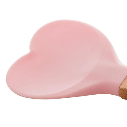 Kawaii Pink heart Silicon Spatula with bamboo handle