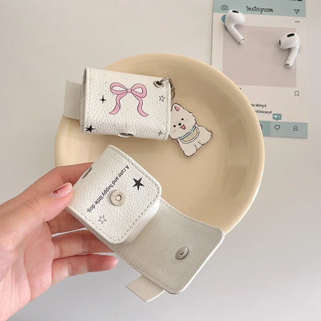 Instagram inspired White Leather Bowknot Cute Cover Case For AirPods