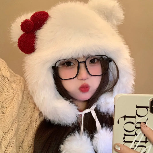 Kawaii Red Bow winter Beanie