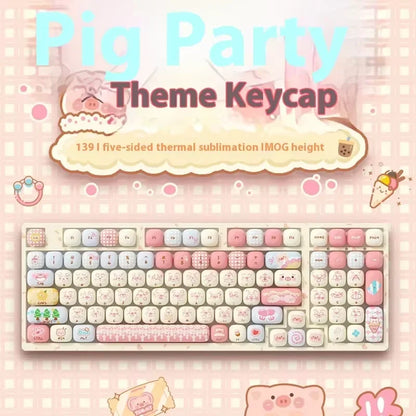 Kawaii Keyboard Keycaps MOG 139keys Bread/piggy/watermelon theme