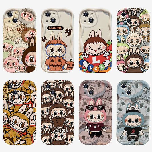 Cute Labubu 3D Wave Case For iPhone 16 15 14 Soft Silicone Cover