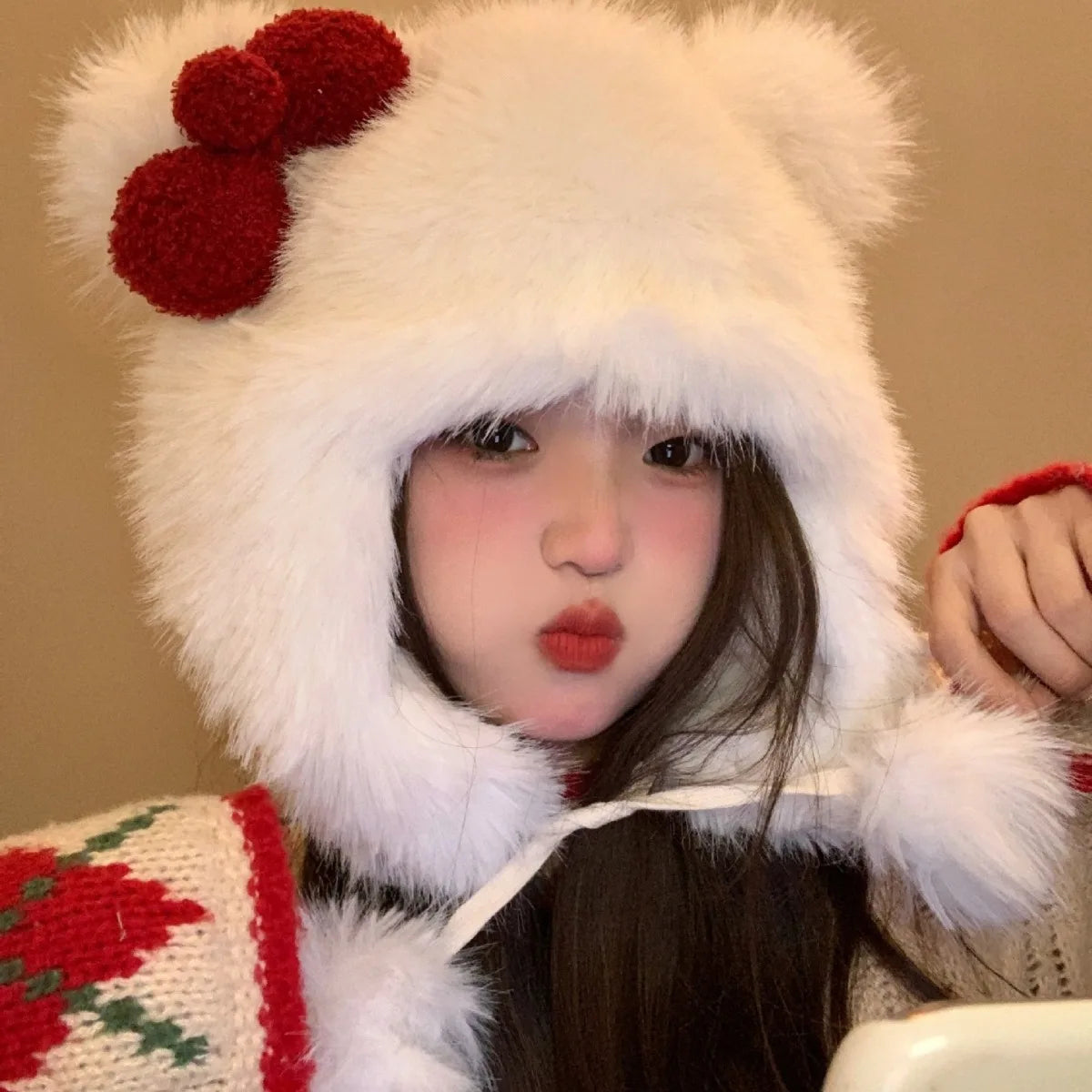 Kawaii Red Bow winter Beanie