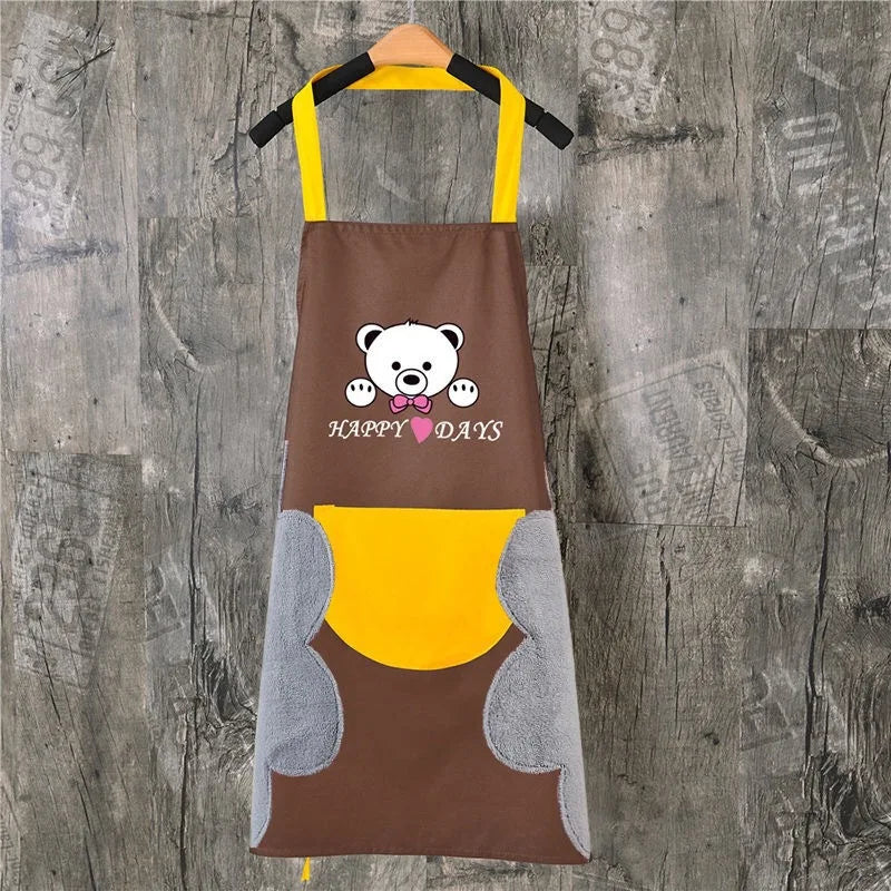 Cute bear design stain-resistant Korean Apron