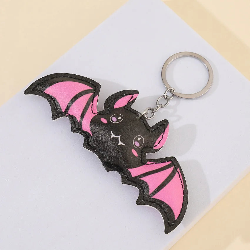 Halloween Leather Bat Keychain