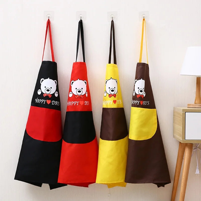 Cute bear design stain-resistant Korean Apron