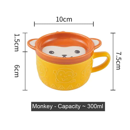 Cute Ceramic Animal coffee mug with saucer