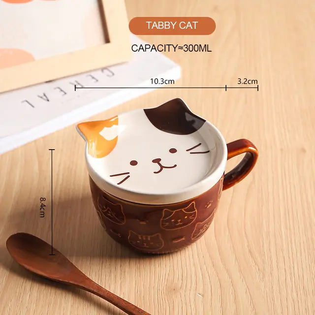 Cute Ceramic Animal coffee mug with saucer