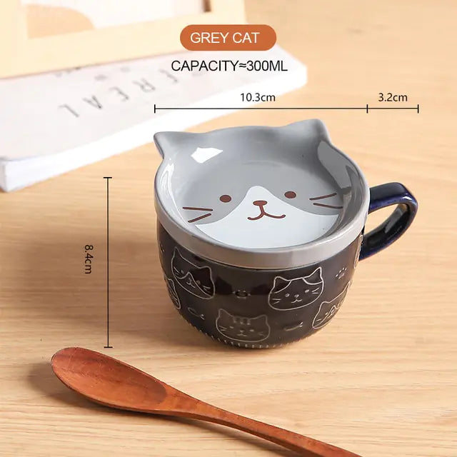 Cute Ceramic Animal coffee mug with saucer